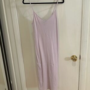 Lilac/lavender/pink ribbed, tank top dress. Forever 21. Slit in the back bottom.